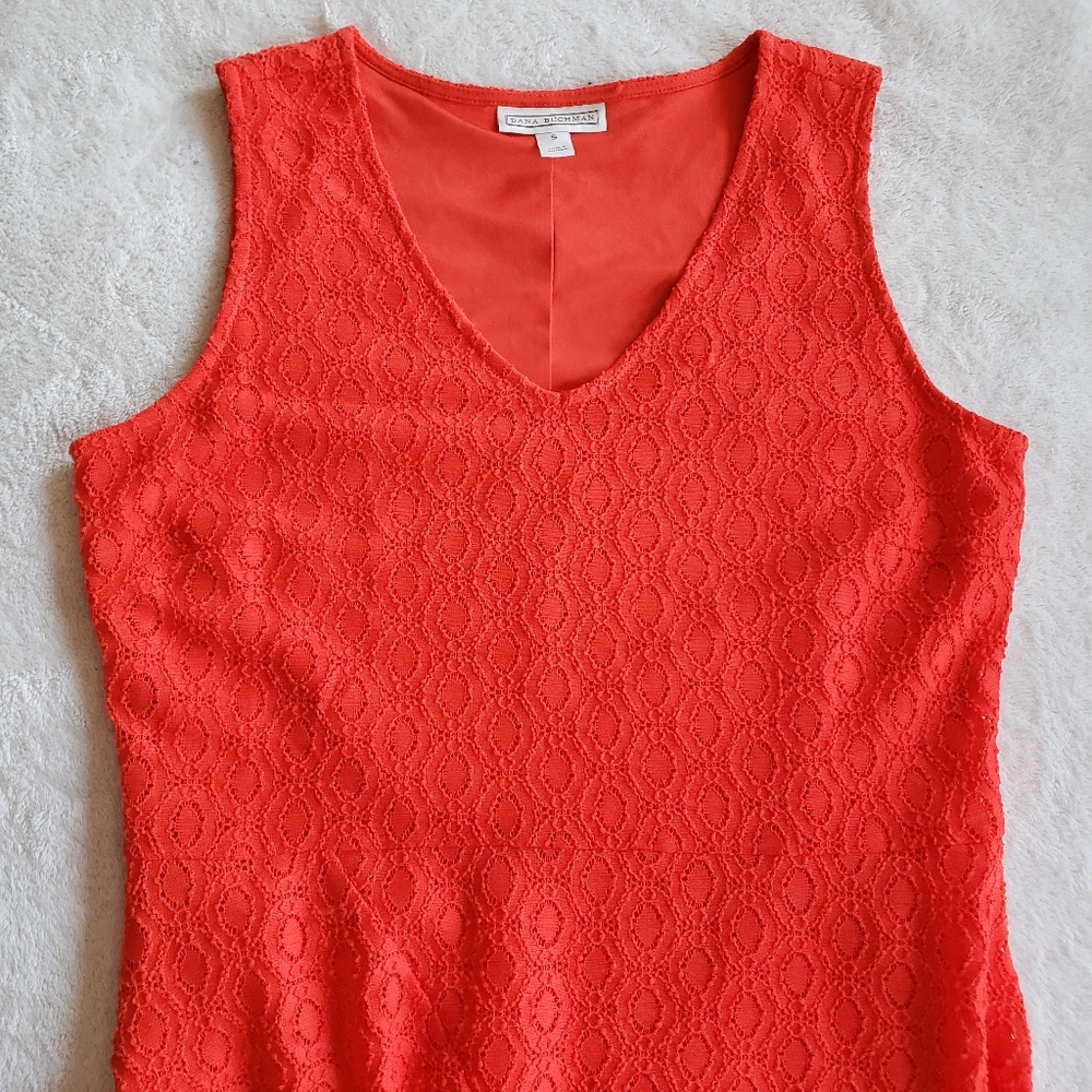 Sleeveless Bright Red Fit n Flare Dress Dana Buchman - Picture 7 of 14